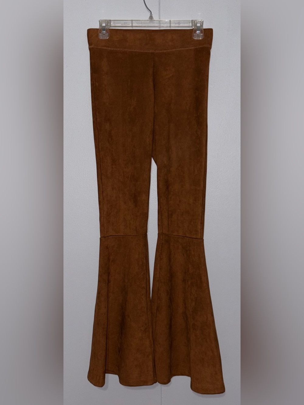 Rock & Roll Cowgirl Camel Brown Faux Suede Bell Bottom Flare Pants Small Western